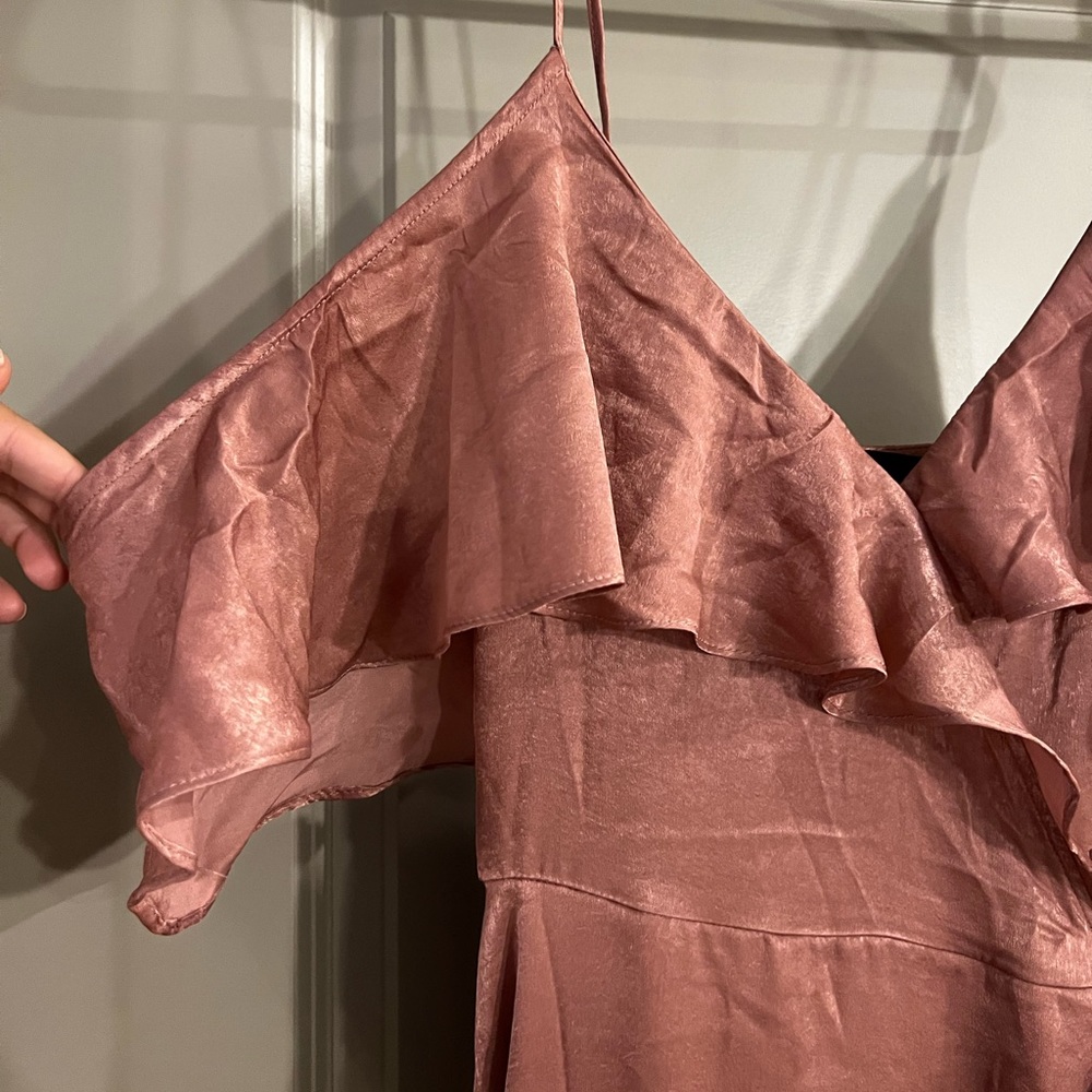 Lulus long blush, off the shoulder dress